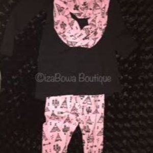 Pink & Black Tee Pee 3 pc Set  1246  NWT Boutique